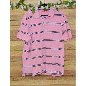 IZOD Men's Pink Striped Polo Shirt Size XL Preppy Golf Summer Casual Short Sleev
